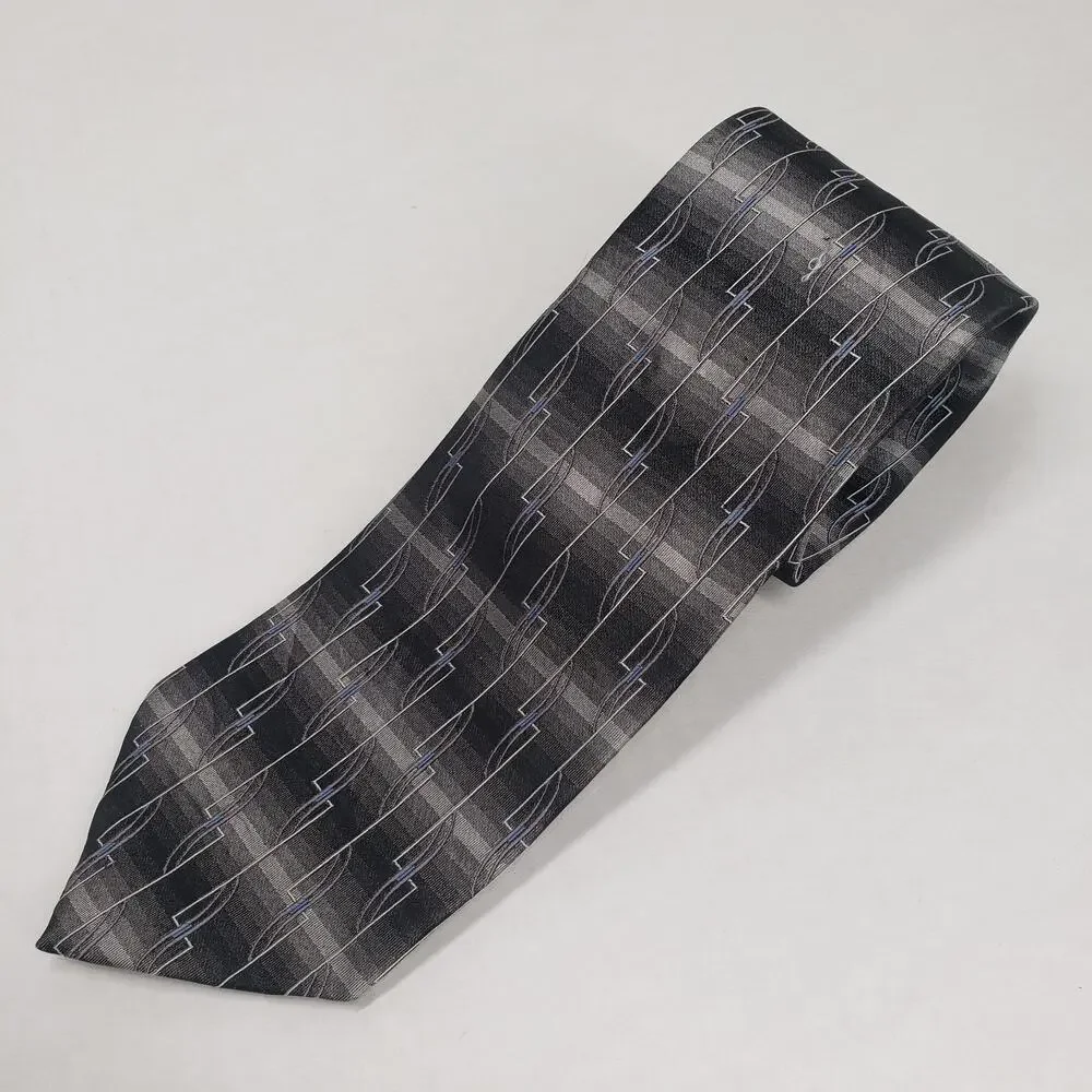 Vintage Mens Necktie Striped Geometric Pattern 3.5x 58